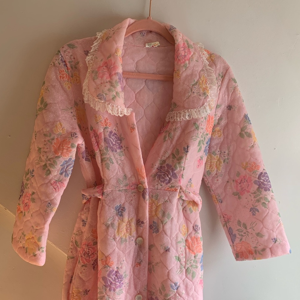 Vintage Floral Pink Quilted Robe